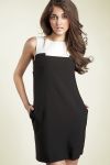 Czarująca sukienka dwukolorowa - czarny - S25