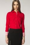Koszula ze wzorem na mankiecie - czerwony/kratka - K36