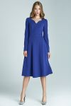 Klasyczna sukienka z długim rękawem - niebieski - S66