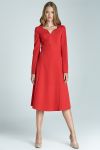 Klasyczna sukienka z długim rękawem - czerwony - S66