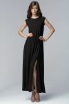 Sukienka MAXI z rozcięciem - czarny - S61